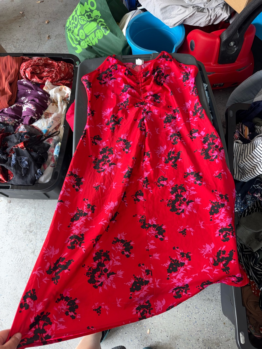 a new day Red Floral Maxi Dress with Black and Pink Accents
